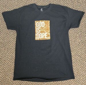 God Is Dope Keep The Snakes Out Graphic T-Shirt Men's Medium Black Streetwear